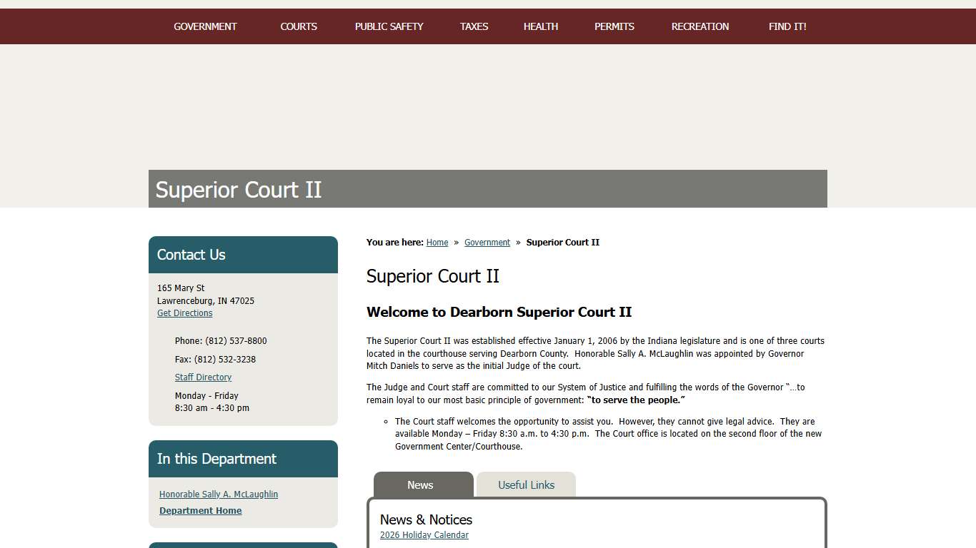 Superior Court II / Dearborn County, Indiana