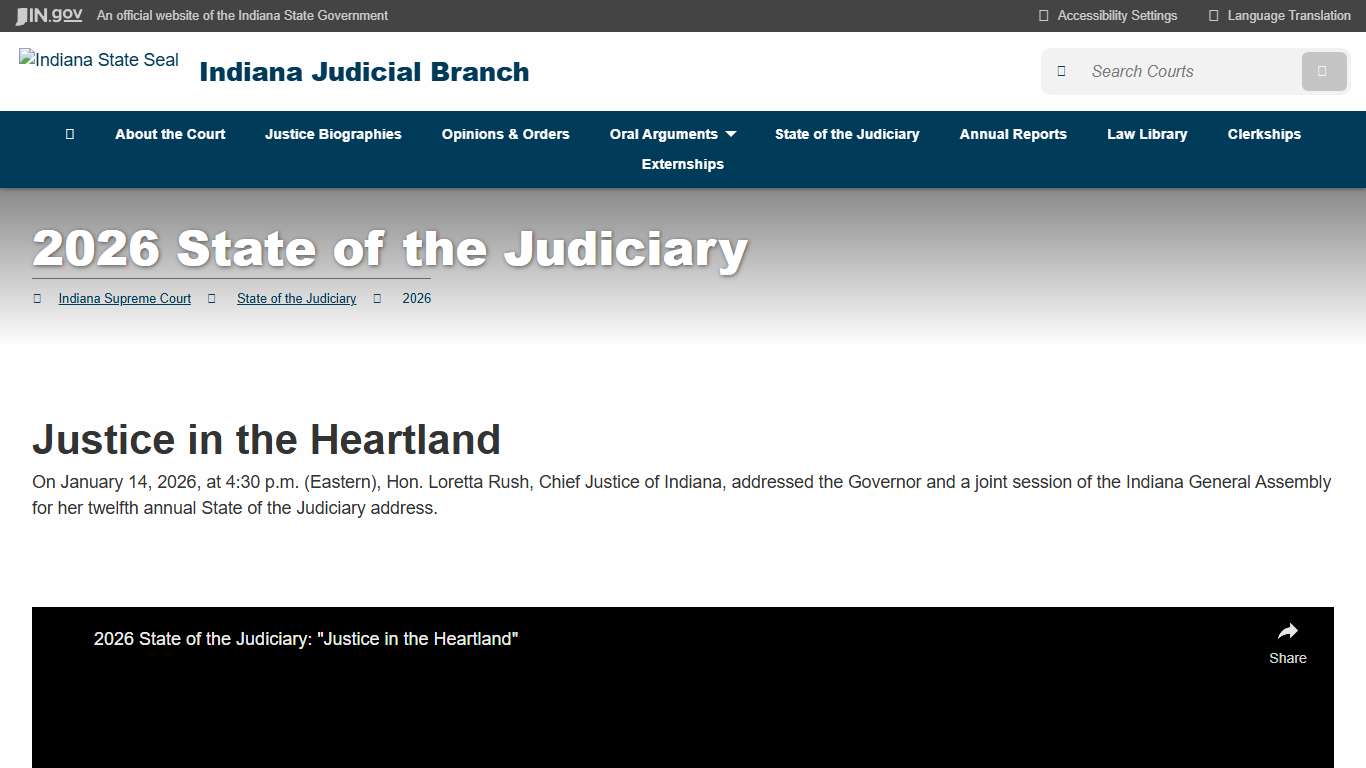 Indiana Judicial Branch: Indiana Supreme Court: 2026