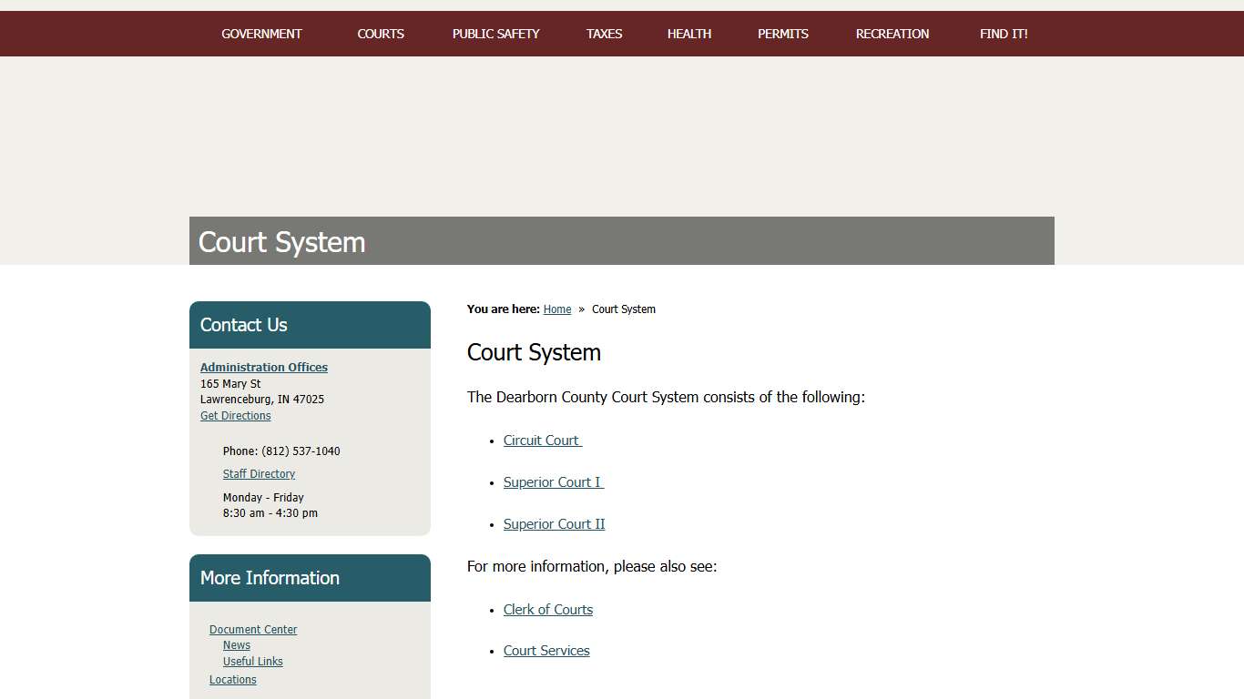 Court System / Dearborn County, Indiana
